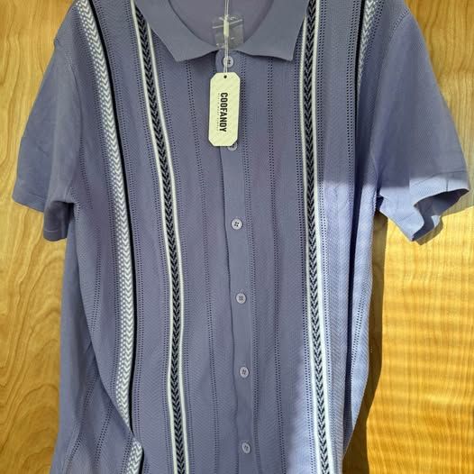 Coofandy Retro Knit Short Sleeve Button Up Polo Shirt Resort Old Money Size Xl